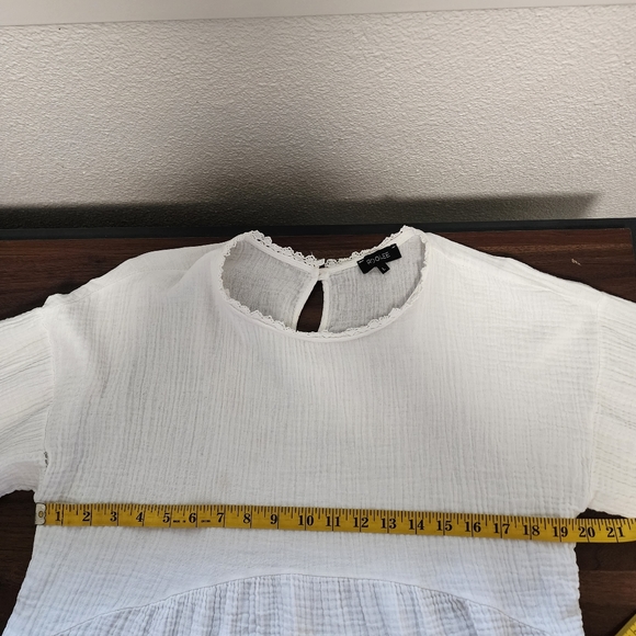 Roolee White Slub Cotton Lace Hem Blouse - Picture 5 of 10